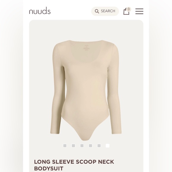 Nuuds Long Sleeve Scoop Neck Bodysuit - Bone, size small - Picture 2 of 5